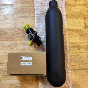 0.38L Round Aluminum Bottle 61mm OD Matte Black M18*1.5 Inlet Thread Tank Bottle 30Mpa 4500psi Tank Regulator For Cylinder Diving