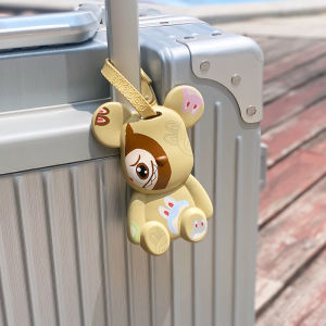 Creative Travel Luggage Tag Bear Backpack Boarding Pass Tag Baggage Strap Hanging Pendant Tag for Outdoor Camping Travel