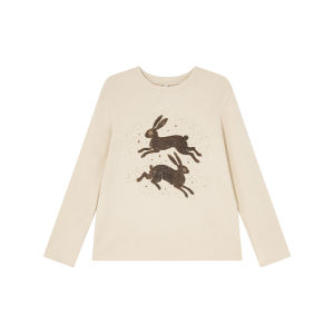 Cute Reducing Age Two Rabbits Print T-Shirt Female Spring New
