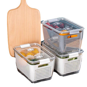 & Drain Fruit & Vegetable Container Food Grade Refrigerator