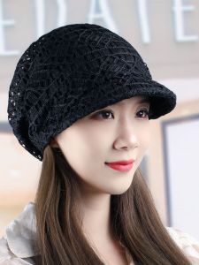 หมวกผ้าตาข่ายลูกไม้แบบบาง แฟชั่น ปกปิดผมสีขาว ตกแต่งผม หมวกทรงกลม ฤดูใบไม้ร่วง ฤดูหนาว สำหรับผู้หญิง