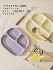 Ceramic Divided Dinner Plate Weight Loss Control Food Separator Breakfast Dish Nordic Style Pure Color Square Plate