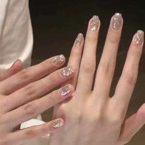 Handmade Custom Wear Manicure Flash Rich Gold White Detachable Bride Pregnant Women Fake Nail Patch