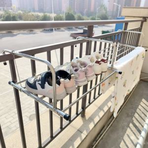 Balcony Outdoor Stretchable Clothes Airing Rack Folding Racks Fence Window Cool Clothes Shoe Rack Clothesline Pole Stainless Steel
