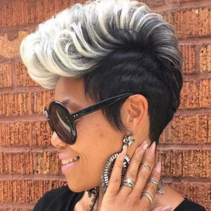 10 Inch Short Curly Synthetic Black Mixed With White Wigs For Women Fluffy Heat Resistant Curly Hair Wigs Suitable For Daily Use