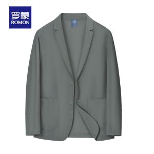 ROMON | Lormen Mens Ice Silk Casual Ultra-Thin Breathable Summer Business Leisure Suit Single-Waistcoat Jacket Fashionable Urban Style