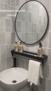 BestGila MALAYSIA Home Ins Mirror Rubber Frame Mirror Bathroom Mirror wt Hook Dressing Mirror Entrance Mirror Round Mirror Modern Ins Mirror Cermin Bulat 圆形镜子