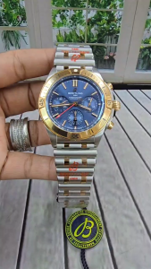 JAM TANGAN AUTOMATIC SWISS SUPER CLONE BLACK DAN BLUE DIAL STELL STRAP