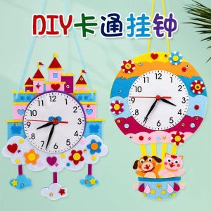 Cartoon Clock Childrens Handmade DIY Clock Toy Making Decorative Material Package Kindergarten Awareness Time Teaching Aids
