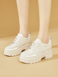 Daphne British Style Patent Leather Womens Shoes Fall Season Thick Heel Slip-On Casual round Toe High Heel Deep Mouth Single Shoes