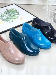Giày Đi Mưa Chống Thấm Nước Đế Bằng Lót Lông Cừu Ngắn Chống Trượt Cho Nữ Làm Việc Nhà Bếp Bảo Hộ Lao Động Cao Su Cho Nam