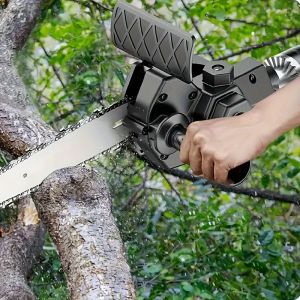 4/6“Mini Chainsaw Drill Conversion Electric Handheld Lawn Garden Saw Woodworking Log Cutting Home Use Portable Power Tool