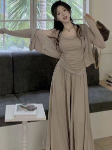 Elegant Casual High Waist Womens Set Sunscreen Cardigan Top Summer New Style Three-piece Set Long Sleeve Hooded Pants Skirt