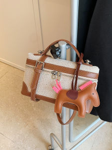 Fashionable Color Block Small Box Bag Womens Crossbody Bag Versatile Handbag Summer 2024 Canvas Youth Handbag in Style