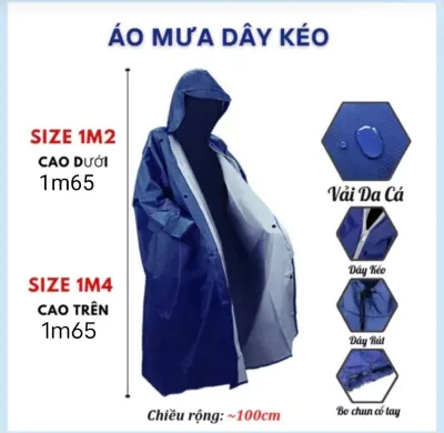 ÁO MƯA DÂY KÉO KHÓA VẢI DA CÁ CAO CẤP