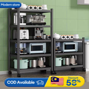 Stainless Steel Kitchen Storage Rack Shelf / Rak Dapur / Rak Microwave Oven / Multipurpose Multi-layer Organizer / Black / Rak penyimpanan dalam dapur