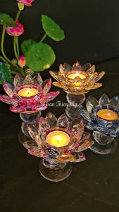 Đế Nến Hoa Sen Pha Lê Cao Cấp CHÂN THIỆN MỸ Đồ Phong Thủy Trang Trí Phòng Thờ Trang Trí Nội Thất