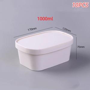 Arrival Disposable Square Kraft Paper Lunch Box 10Pcs Leak Proof With Lid Takeaway Food Packing Container Restaurant Picnic Use