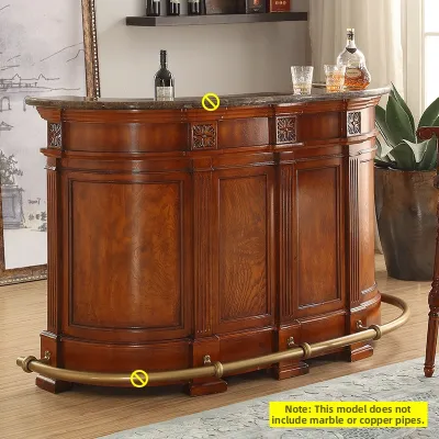 Multi-functional Bar Counter Cabinet Wooden Home Bar American Rustic and European Marble Style