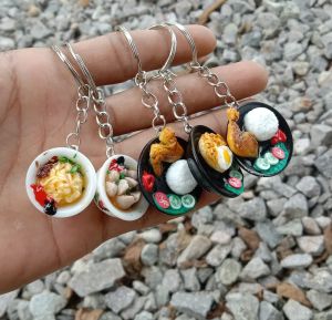 10 pcs campur Gantungan kunci miniatur makanan