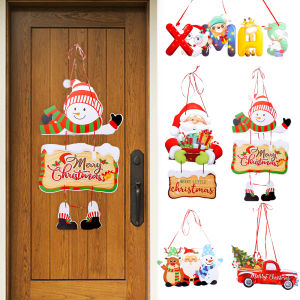 Christmas Door Hanger 6 Styles Home Window Wall Oranments Santa Snoweman Elk Pendant 2024 New Year Home Party Decor