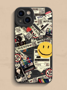 Smiley Stamp Silicone Liquid Phone Case for iPhone 17/16/15/14/13/12/11/X/XR/8P/7/6S Full Edge Protection Men Women Simple Style