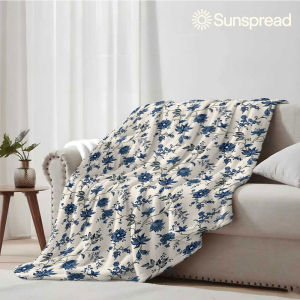 Beast Kingdom | Blue Toile Soft Warm Flannel Blanket Lightweight Cozy Christmas Halloween Home Decor Room