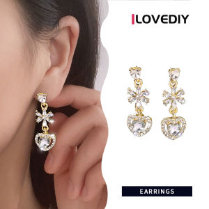 ILOVEDIY ต่างหูหัวใจฝรั่งเศสที่อ่อนโยนทันสมัยและเรียบง่ายเครื่องประดับอัญมณีปาร์ตี้ประจำวันของขวัญวันหยุดสำหรับเด็กผู้หญิง