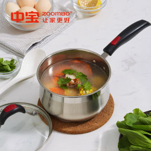 Original Zhongbao Prince 304 Stainless Steel Milk Pan 16 18cm Small Soup Pot Gas Stove Induction Cooktop Multi-layer Bottom