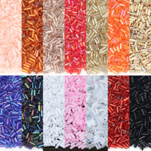 40g/lot 2x4mm Glass Beads Silver Filled Tube Rice Beads Seed Beads Loose Spacer Beads For Jewelry Making DIY Necklace Bracelet