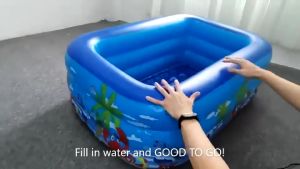 Kids Inflatable Swimming Pool 3-Layer Thickened Design | with Rapid Air Pump for Quick Inflation | Family Portable Outdoor Pool for Children Toddlers