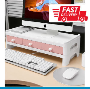 [SG Stock] Stackable Multifunctional Computer Stand Riser With Drawer Organizer Elevated Rack