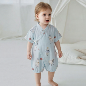 UIN BABY | Bodи Treм Vải Bаmboo Cоttоn Gauze Mỏng Tay Ngắn 1 cái