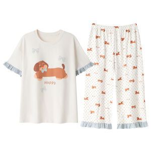 Bộ đồ ngủ nữ MiiOW Cat Person làm bằng vải cotton tay ngắn có đệm ngực thoải mái