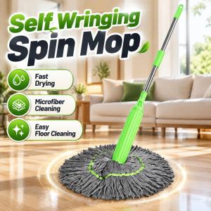 Self Wringing Spin Mop For Floor Microfiber Mop With Squeezer Magic Tornado Mop Heavy Duty Mop With Handle Quick Dry Easy Spin Mop Floor Tile Cleaning Household Wet Mop Hanging Storage