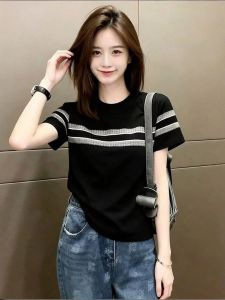 V.C.I | Striped Square-Shoulder Loose Slim Fit Luxury T-Shirt