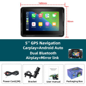 7 Inch Motorcycle DVR Portable Wireless CarPlay Android Auto Touch screen GPS Navigation Siri Voice Dual Bluetooth Waterproof
