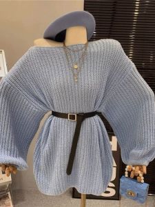 Áo Len Nữ Dáng Rộng Thoải Mái Phong Cách Hàn Quốc Mùa Thu Đông Mới Thiết Kế Dài Vừa Phải Có Dây Thắt Lưng Thời Trang Áo Len Dệt Kim