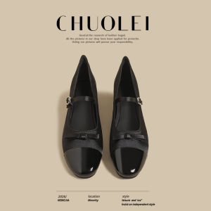 CHUOLEI | Popular Black Mary Jane Shoes With Bow Flat Pumps