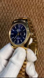 41mm Datejust mens wristwatch with a gold-toned case blue dial vintage style equipped with a luxurious quartz movement — the perfect premium gift for fashion pioneers with unique taste