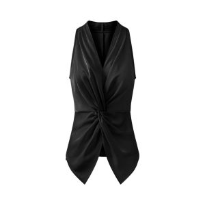 Luxury French Elegant V-Neck Knotted Top