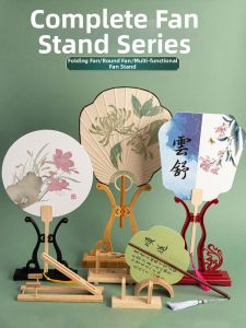 「China Plug」YUBAOGE | Wooden Fan Stand with Triangle Support for Displaying Fans
