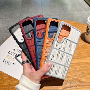 Applicable to Samsung S26Ultra mobile phone case heat dissipation mesh magnetic skin suction 25Ultra anti-drop protective case S26