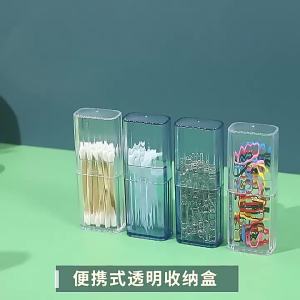 กล่องเก็บของขนาดเล็ก กล่องจัดเก็บโปร่งใสแบบพกพาสำหรับสำลี ยาพลาสเตอร์ ไหมขัดฟัน ไม้จิ้มฟัน พร้อมฝาปิด กล่องจัดระเบียบแบบพกพา