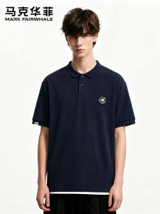 Mark Fairwhale | American Collar Short Sleeve Business Casual Faux Two-Piece Loose Versatile Polo Shirt