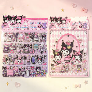 Sanrio | Tem Nhãn Dán Nổi 3D Kuromi Mạ Vàng Hai Lớp Kiểu Dễ Thương Dùng Trang Trí Sổ Tay Máy Tính Xách Tay Bình Nước - Quà Tặng Tự Làm