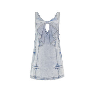 LeFame Butterfly Knot Denim Dress Versatile Elegant Autumn Winter New Style Womens Casual Fashion Dress Cotton A-Line Skirt