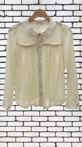 Women Premium Lace Collar Button Shirt Blouse