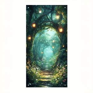 VIKAMA Enchanted Forest Tree Hole Design Door Curtains Porch Banner Party Banner Entry Door Decor Home Decoration