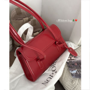 Large Capacity Red Womens Underarm Bag 2023 New Style Autumn Winter Trendy Retro Commuter Bag Soft PU Leather Handbag